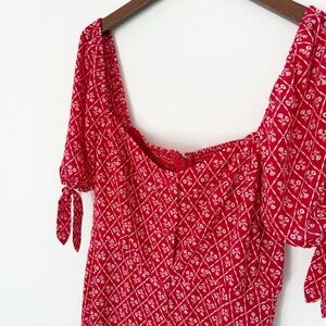 Aritzia Red Patterned Mini Dress